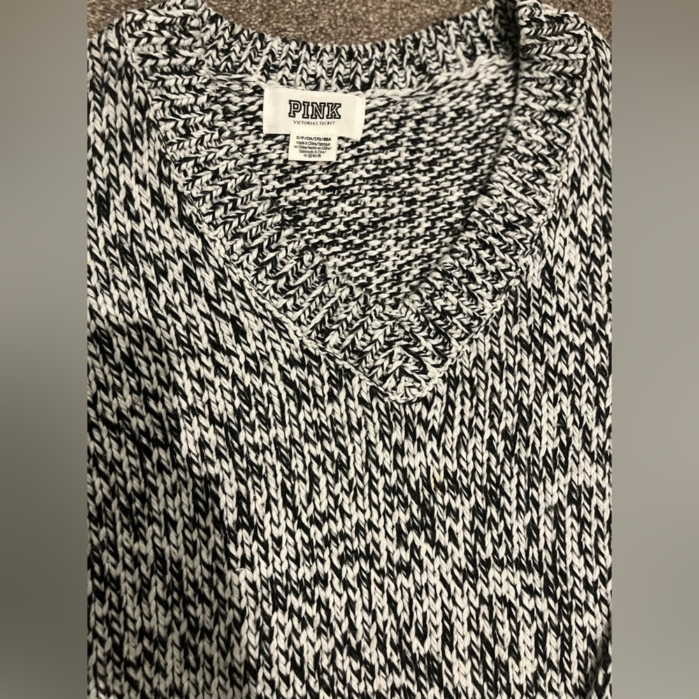 Black and white knit sweater